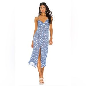 Revolve Majorelle Quincy Midi Dress in Blue Ditsy
